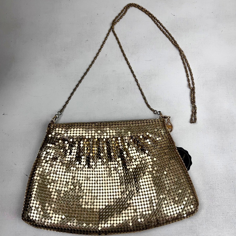 Golden‎ Crown Gold Metal Mesh Evening Bag Shoulder Clutch BA504 Vintage Style